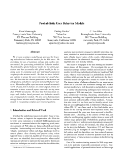 Probabilistic User Behavior Models