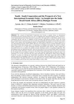 South - South Cooperation and the Prospects of a New International