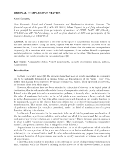 ORDINAL COMPARATIVE STATICS Alexei Savvateev New