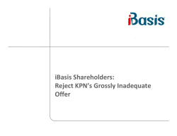 iBasis Shareholders: Reject KPN`s Grossly Inadequate Offer