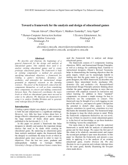 Toward a Framework for the Analysis and Design of Educational