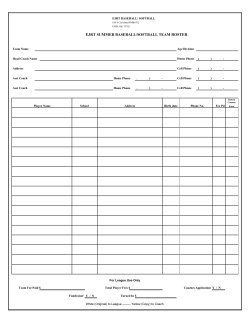 EJRT SUMMER BASEBALL/SOFTBALL TEAM ROSTER
