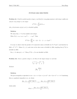 Math 17 Fall 2015 Serin Hong PUTNAM 2016 SOLUTIONS Problem