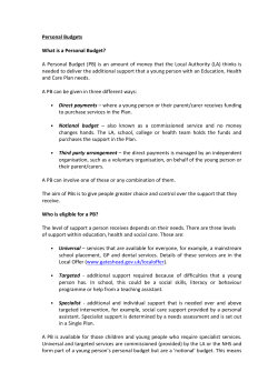 Personal Budgets - Gateshead Council