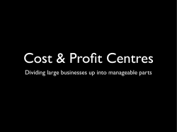 Cost and Profit Centres