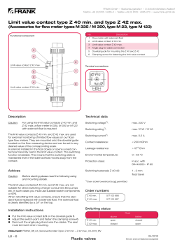 Limit value contact type Z 40 min. and type Z 42 max.