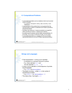 0.1 Computational Problems Strings and Languages