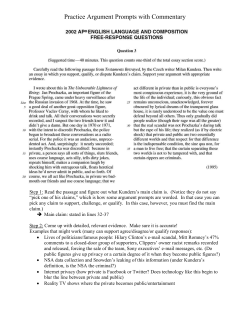 Practice Argument Prompts with Commentary Step 1: Read the