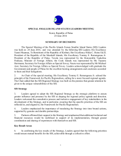 Smaller Island States Leaders Meeting Outcomes Document