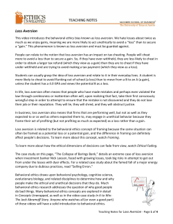 Loss Aversion - Ethics Unwrapped - The University of Texas at Austin