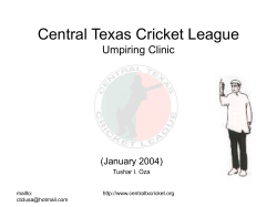 CTCL Umpiring Clinic - Central Texas Cricket League