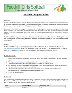 2017 Select Program Outline