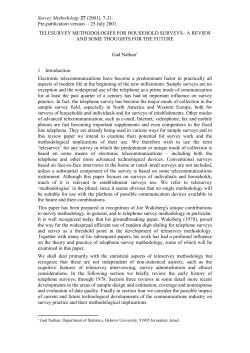TELESURVEY METHODOLOGY &ndash; A REVIEW AND SOME