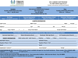 2015 summer camp program - Troy Community Coalition