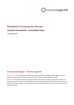 Residential Tenancies Act Review * Laying the
