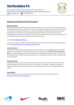 Discipline Information for Club Secretaries