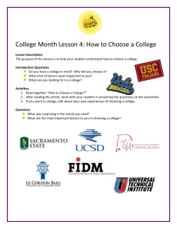 College Month Lesson 4: How to Choose a