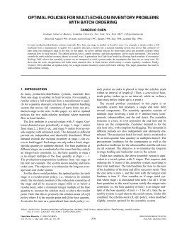 optimal policies for multi-echelon inventory problems with batch