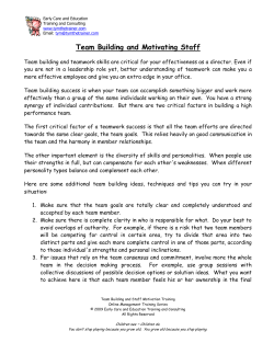 Team Building and Motivating Staff