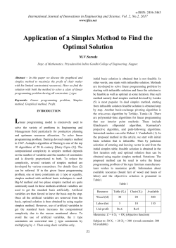 Application of a Simplex Method to Find the Optimal Solution