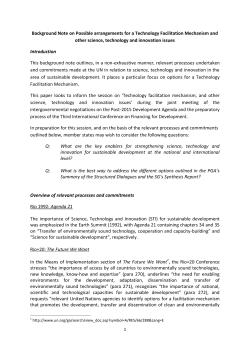 Background Note on Possible arrangements for a Technology