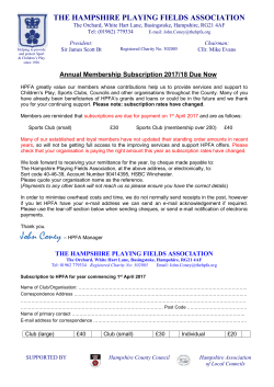 Dear Parent/Guardian - Hampshire Playing Fields Association