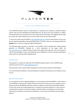 1 A Guide to the PLAYERTEK software system The PLAYERTEK