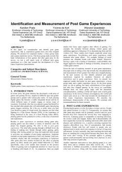 Identification and Measurement of Post Game Experiences