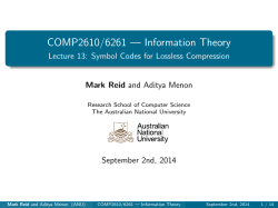 COMP2610/6261 &mdash; Information Theory - Lecture 13