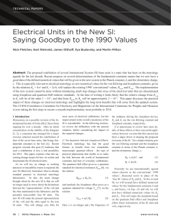 Electrical Units in the New SI: Saying Goodbye to the 1990