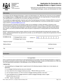 Application for Surrender of a Mortgage Broker or Agent Licence