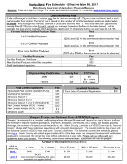 Agricultural Fee Schedule - Effective May 10, 2017