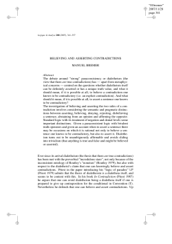 page 341 BELIEVING AND ASSERTING CONTRADICTIONS