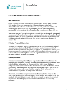 Privacy Policy - Cystic Fibrosis Canada