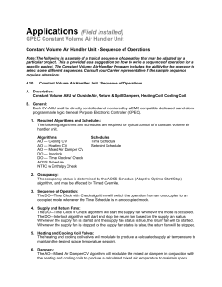 4.1.10 Constant Volume Air Handler, Sequence of Operation Guide