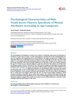 Psychological Characteristics of Male Youth Soccer Players