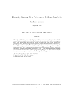 Electricity Cost and Firm Performance: Evidence from India