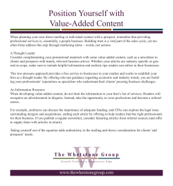 Position Yourself with Value-Added Content