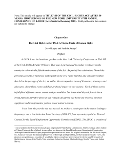 Chapter One, The Civil Rights Act of 1964: A Magna Carta