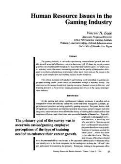 Human Resource Issues in the Gaming Industry