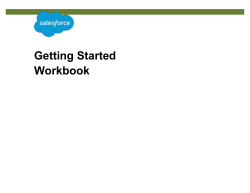 Getting Started Workbook Table of Contents