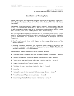 Specifications for Trading Rules
