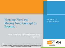 Housing First 101: Moving from Concept to Practice