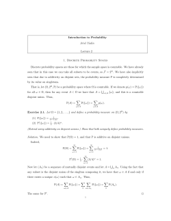 Introduction to Probability Ariel Yadin Lecture 2 1