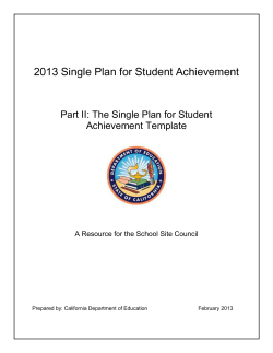 Single Plan for Student Achievement-Part II