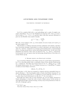 L-FUNCTIONS AND CYCLOTOMIC UNITS 1. Introduction Let K be a