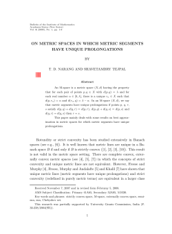 on metric spaces in which metric segments have unique
