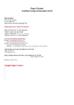 AGJ Paper Format Sample - Arabian Group of Journals