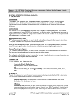 PQRS #182 NQF# 2624: Functional Outcome