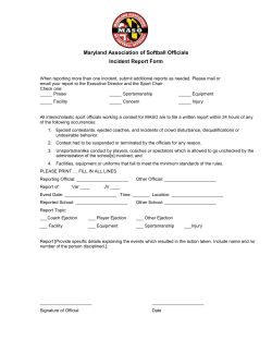 MASO Incident Report Form - Maryland Association Of Softball